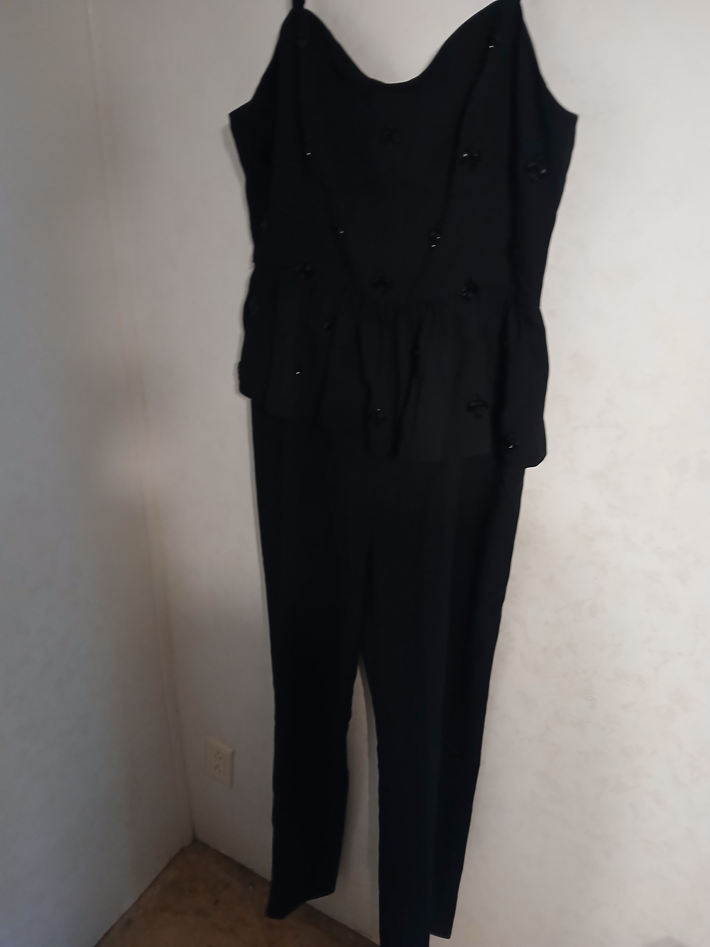 Lilly Pulitzer Black Sleeveless Peplum Jumpsuit with Bead Accents